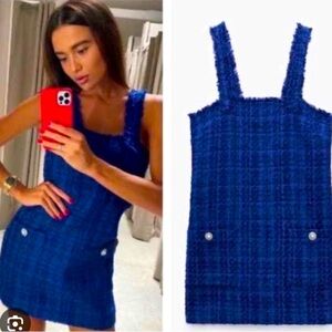 Zara Textured Pinafore Dress Small New without tag